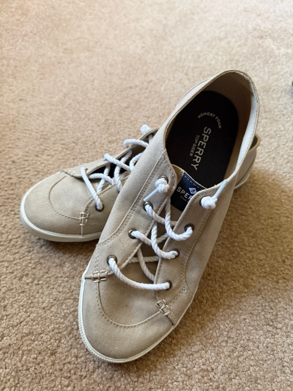 Sperry Neutral Beige Canvas Lace-Up Sneaker